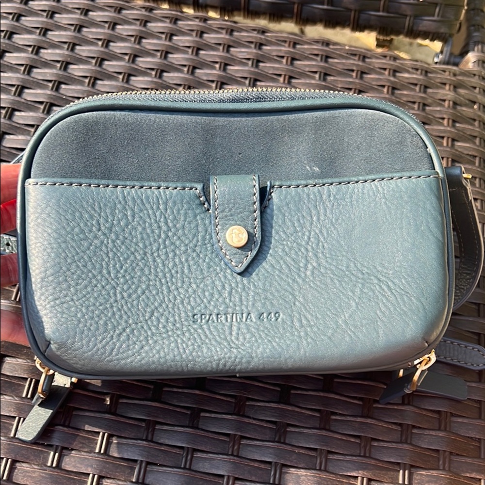 Spartina 449 Meryl Twilight Teal Leather & Suede  Crossbody Bag